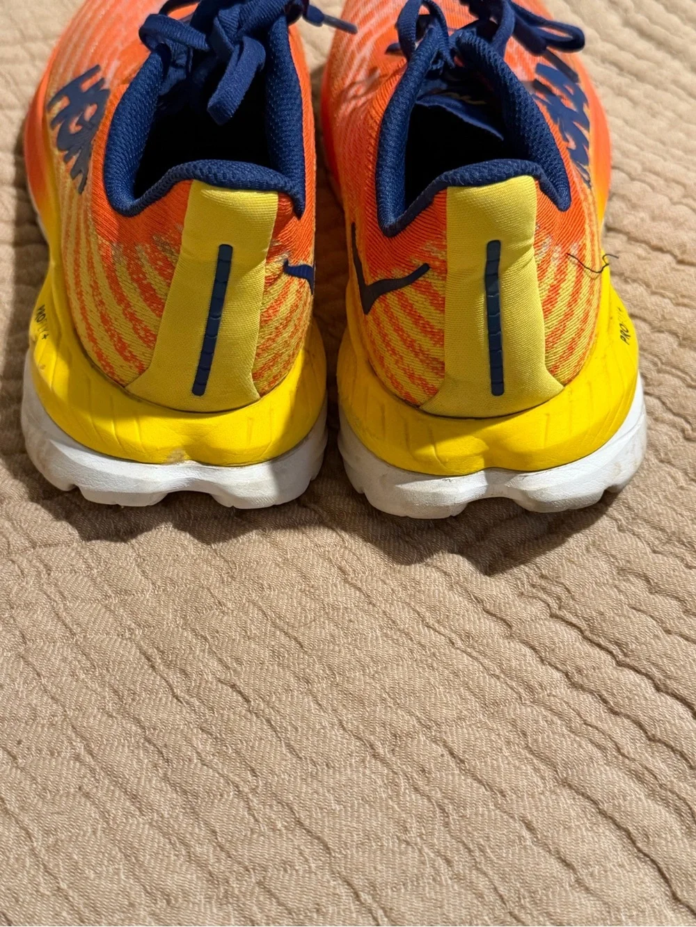 Hoka Men's Orange, Yellow & Navy Lightweight Running Shoes